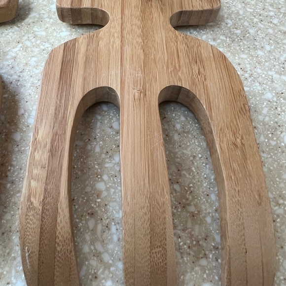 Western Silver Horses Wooden Salad Tossing Server Forks Claw Serving Utensils - Picture 5 of 12